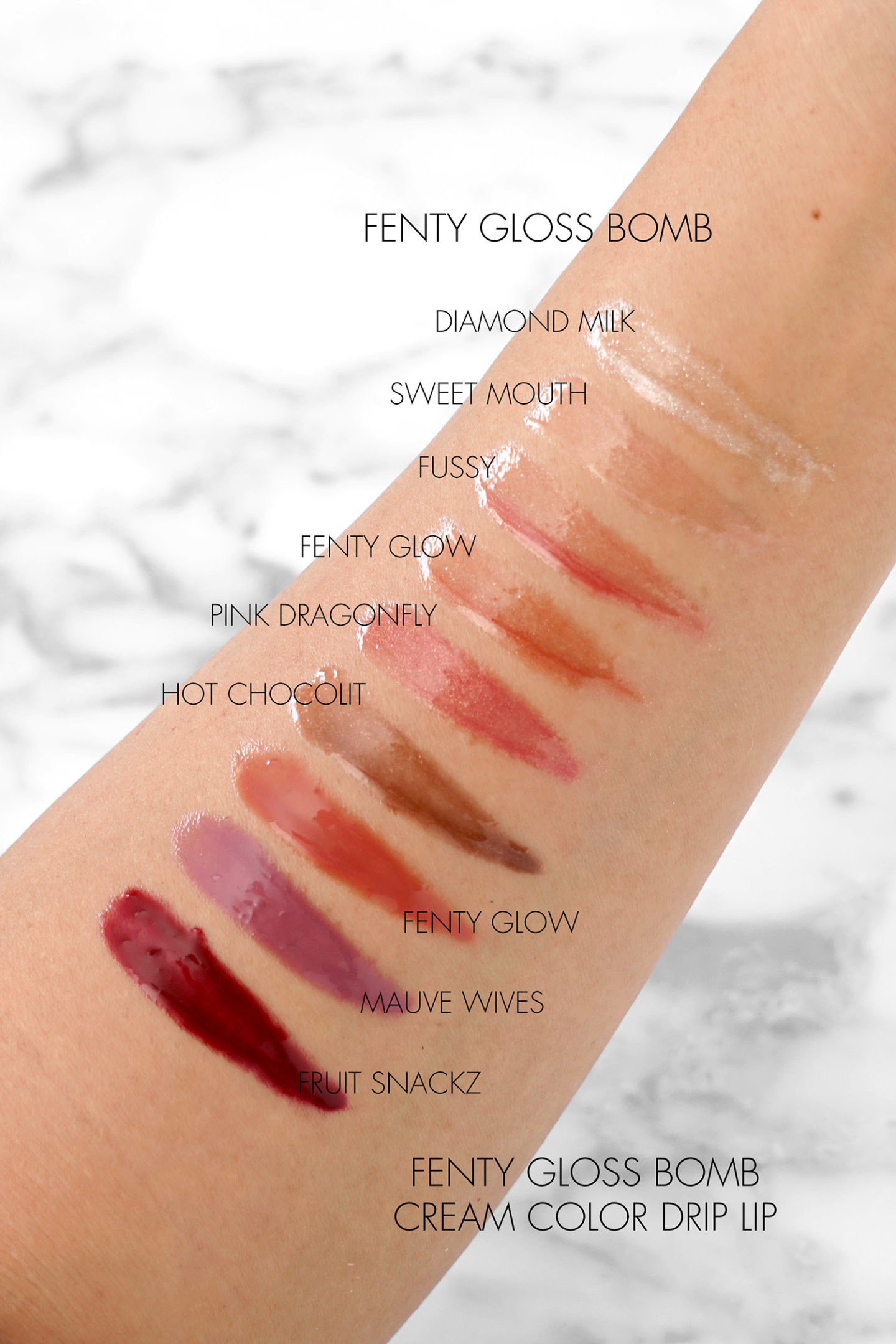 Échantillons de lèvres Fenty Gloss Bomb et Cream Color Dip