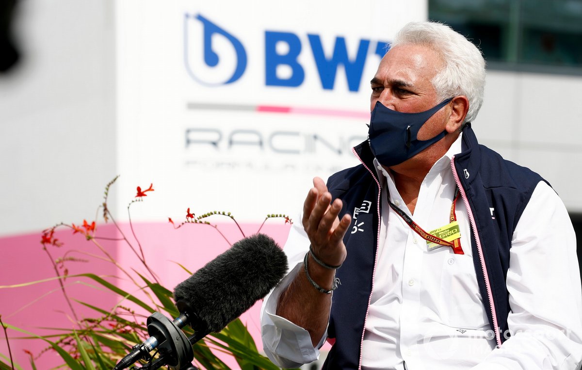 Lawrence Stroll, propriétaire, Racing Point, s'adresse aux médias