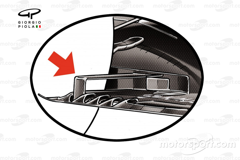 Le bord de fuite du plancher a été réduit par la réglementation 2021 de la F1.