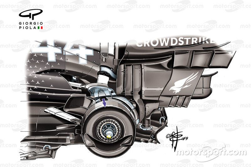 Détail du tambour de freins arrière de la Mercedes AMG F1 W10