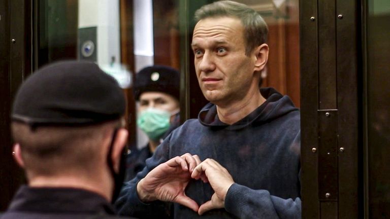Alexei Navalny au tribunal de Moscou.  Pic: AP