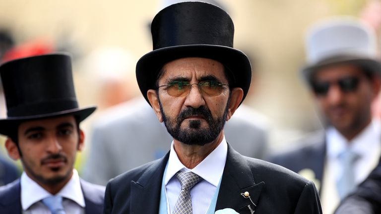 Le fondateur de Godolphin Sheikh Mohammed bin Rashid Al Maktoum au cours de la cinquième journée de Royal Ascot à l'hippodrome d'Ascot.  ASSOCIATION DE PRESSE Photo.  Date de la photo: samedi 22 juin 2019. Voir l'histoire PA RACING Ascot.  Crédit photo doit se lire: Mike Egerton / PA Wire.  RESTRICTIONS: Utilisation sous réserve de restrictions.  Usage éditorial uniquement, pas d'utilisation commerciale ou promotionnelle.  Pas de vente privée. 