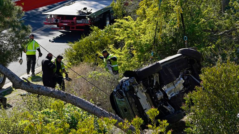 Accident de voiture Tiger Woods.  Pic: AP