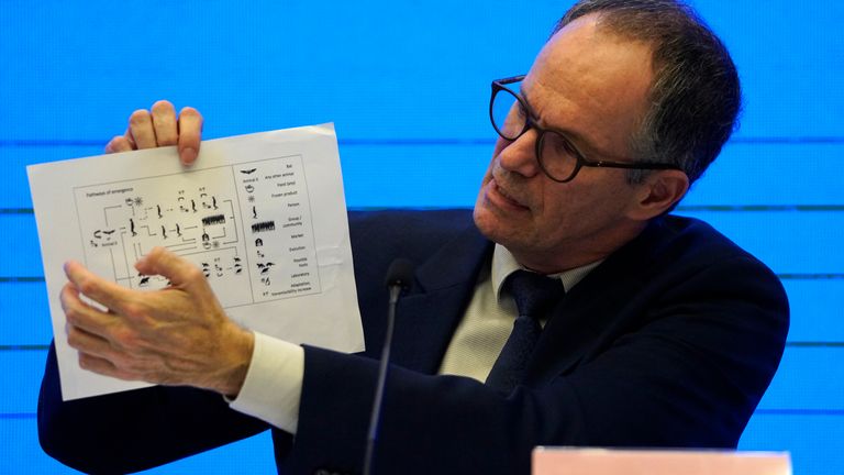 Le Dr Peter Ben Embarek dit qu'il est probable que le coronavirus soit très probablement arrivé aux humains via une espèce hôte intermédiaire.  Pic: AP