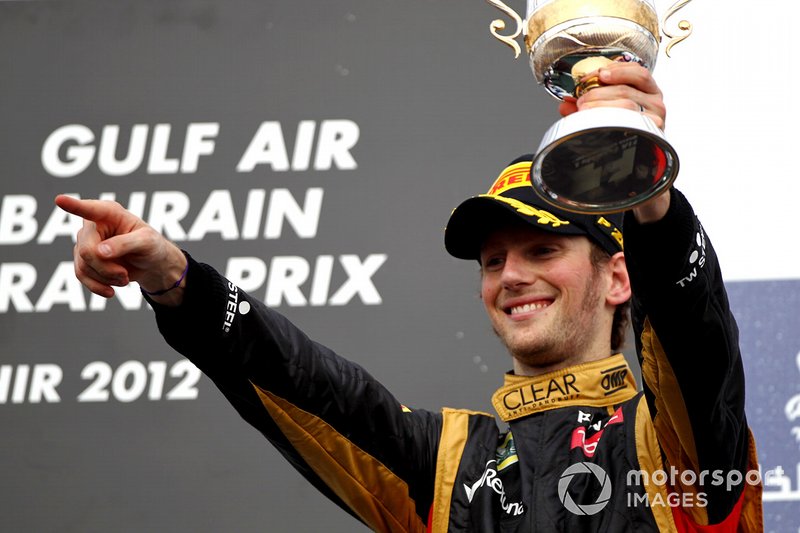 Des temps plus heureux à Bahreïn - avec son premier podium pour Lotus en 2012. 
