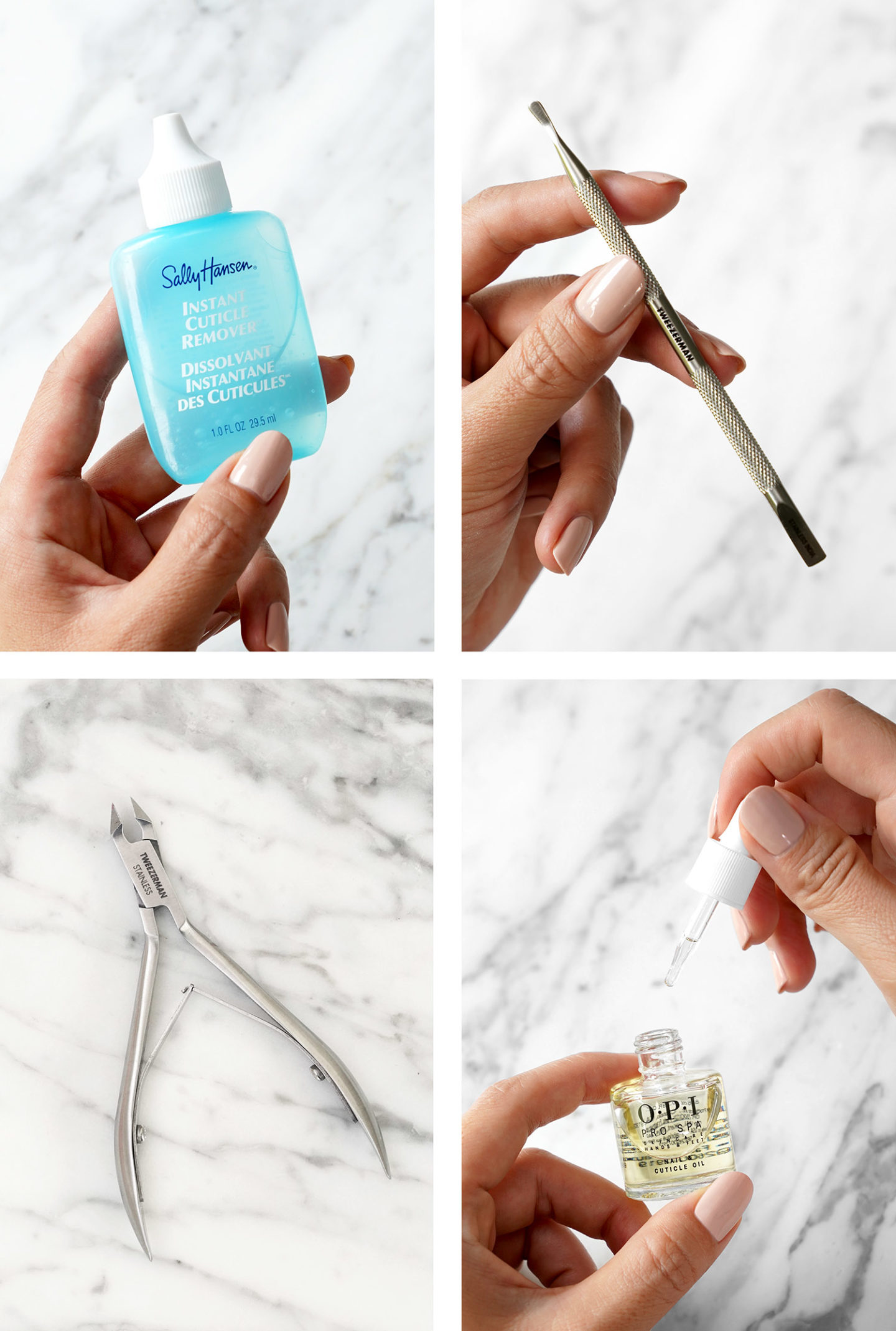 Les essentiels du soin des cuticules Sally Hansen, Tweezerman et OPI