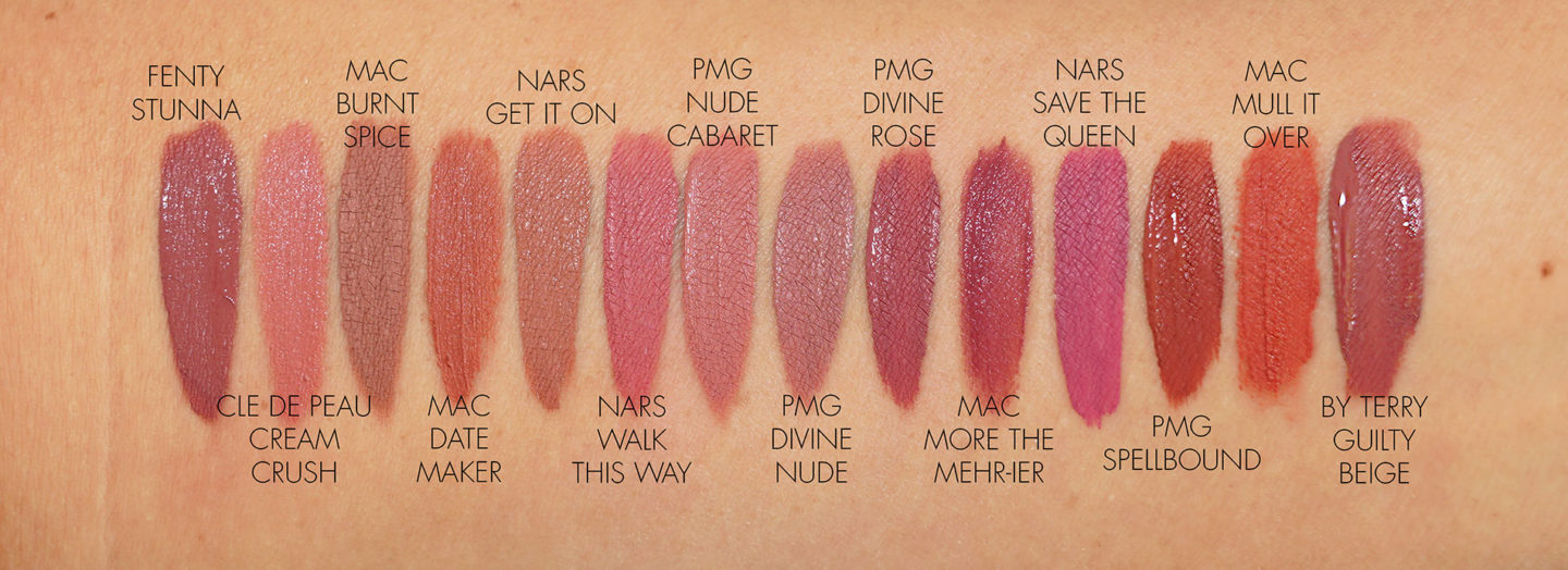 Échantillons de rouge à lèvres liquide MAC, NARS, Fenty, Pat McGrath