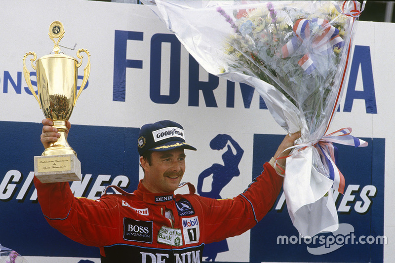 Podium: vainqueur Nigel Mansell, Williams