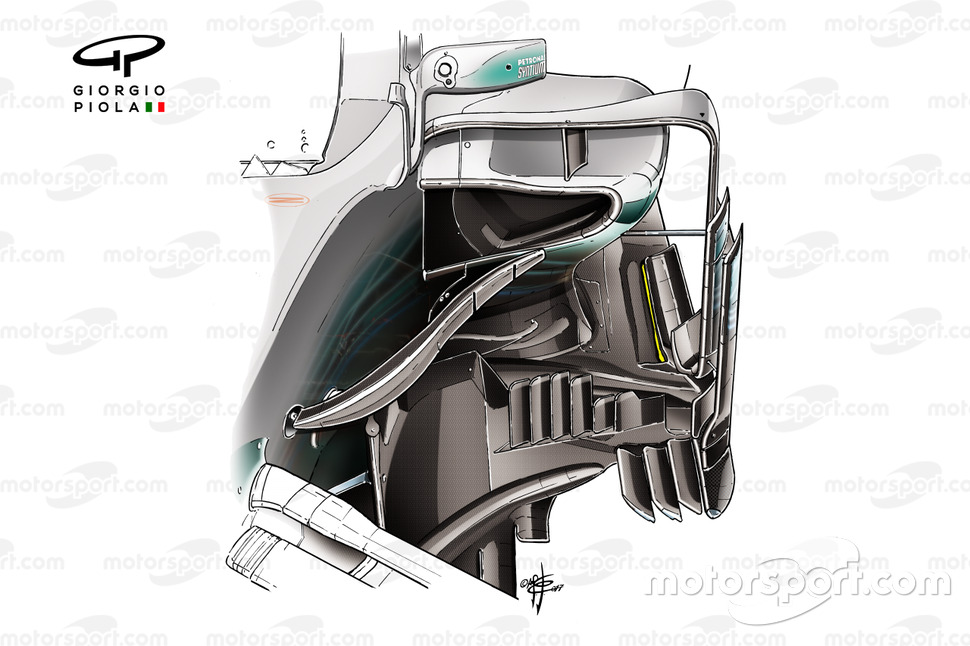 Détail du sidepod de la Mercedes AMG F1 W08
