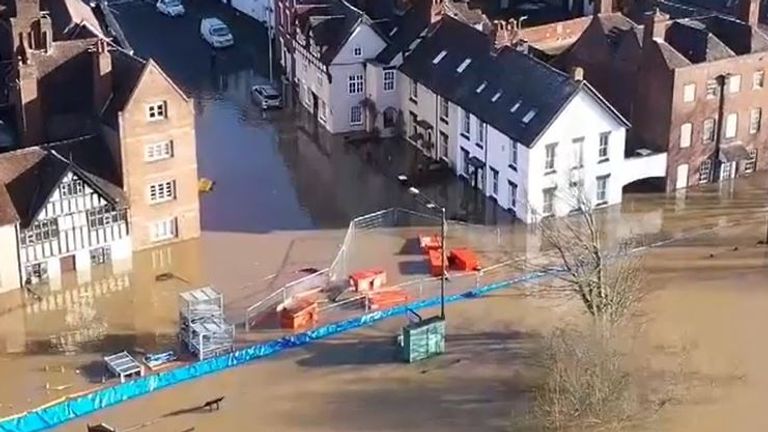 Inondation de la rivière Severn, ville de Bewdley
