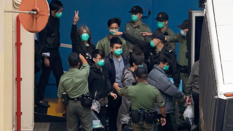 47 manifestants pro-démocratie ont été maintenus en détention plus tôt cette semaine - bien que 15 d'entre eux aient été libérés sous caution.  Pic: AP