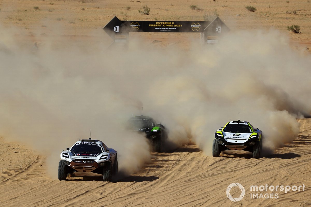 Catie Munnings, Timmy Hansen, Andretti United Extreme E, Christine 'GZ' Giampaoli Zonca, Oliver Bennett, Hispano Suiza Xite Energy Team et Mikaela Ahlin-Kottulinsky, Jenson Button, JBXE Extreme-E Team