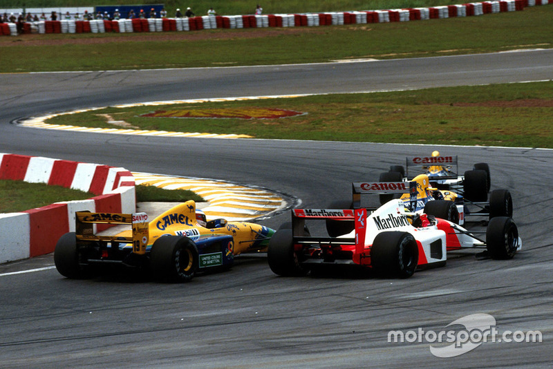 Riccardo Patrese, Williams FW14B, Nigel Mansell, Williams FW14B, Ayrton Senna, McLaren MP4 / 7A, Michael Schumacher, Benetton B191B