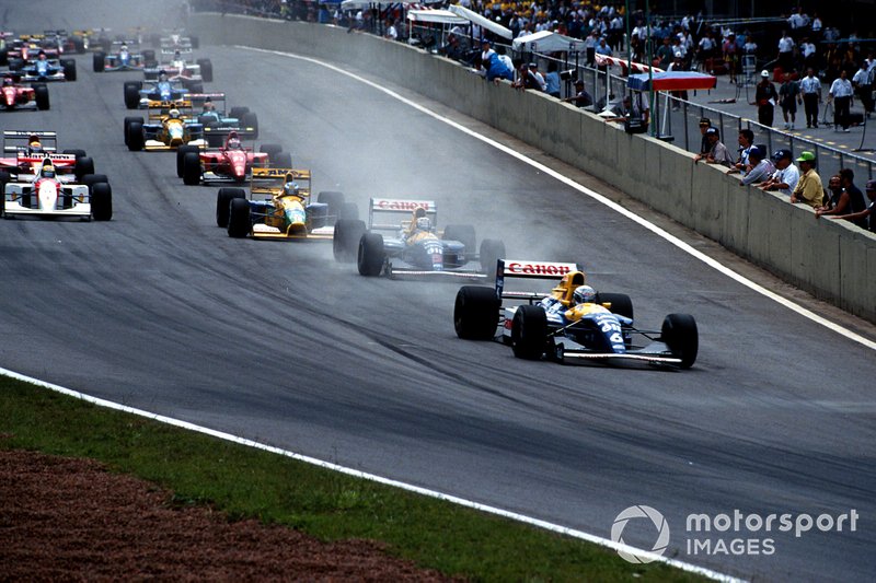 Riccardo Patrese, Williams FW14B Renault mène au départ
