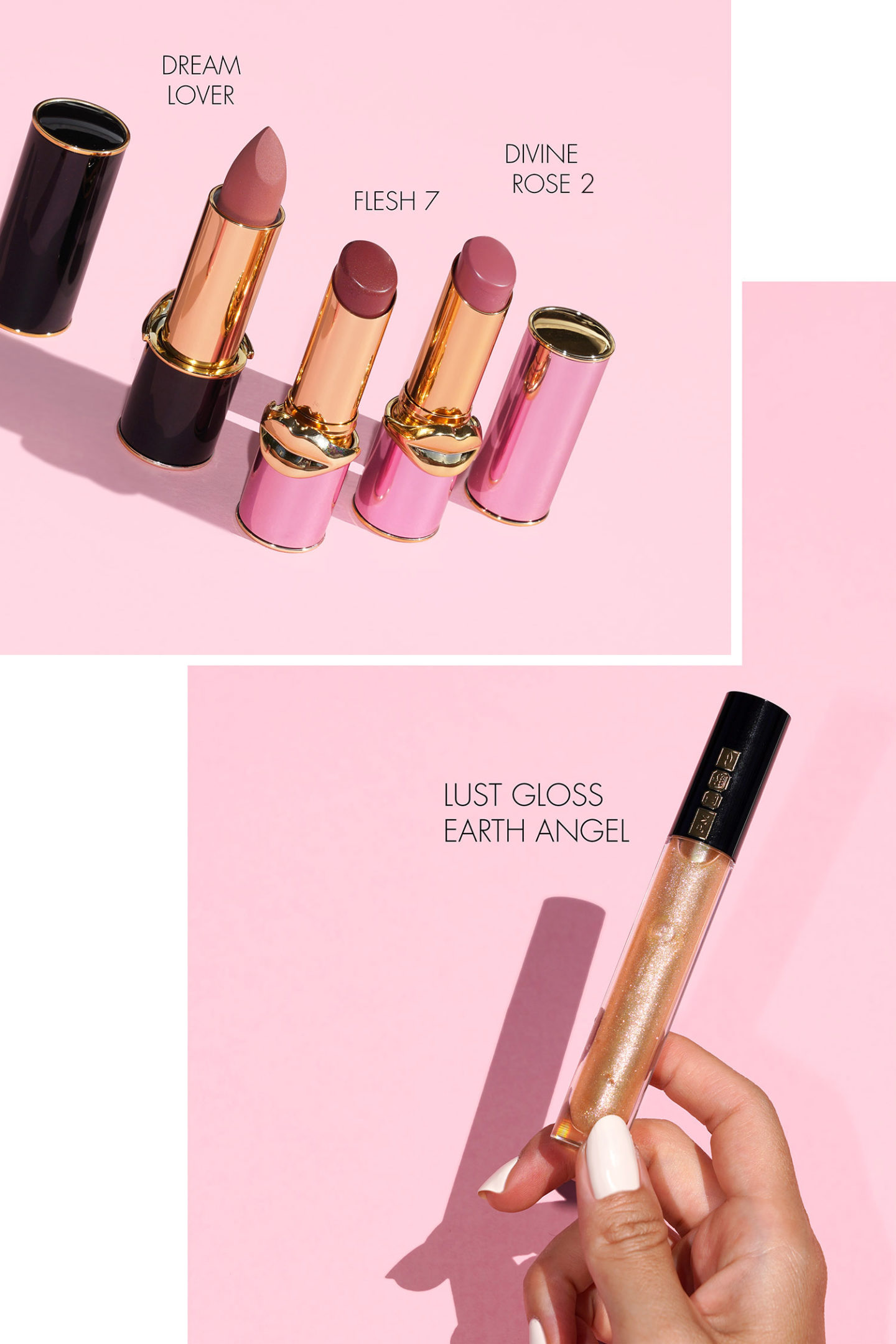 Pat McGrath MatteTrance DreamLover, Baume à lèvres Skin Fetish in Flesh7, Divine Rose2