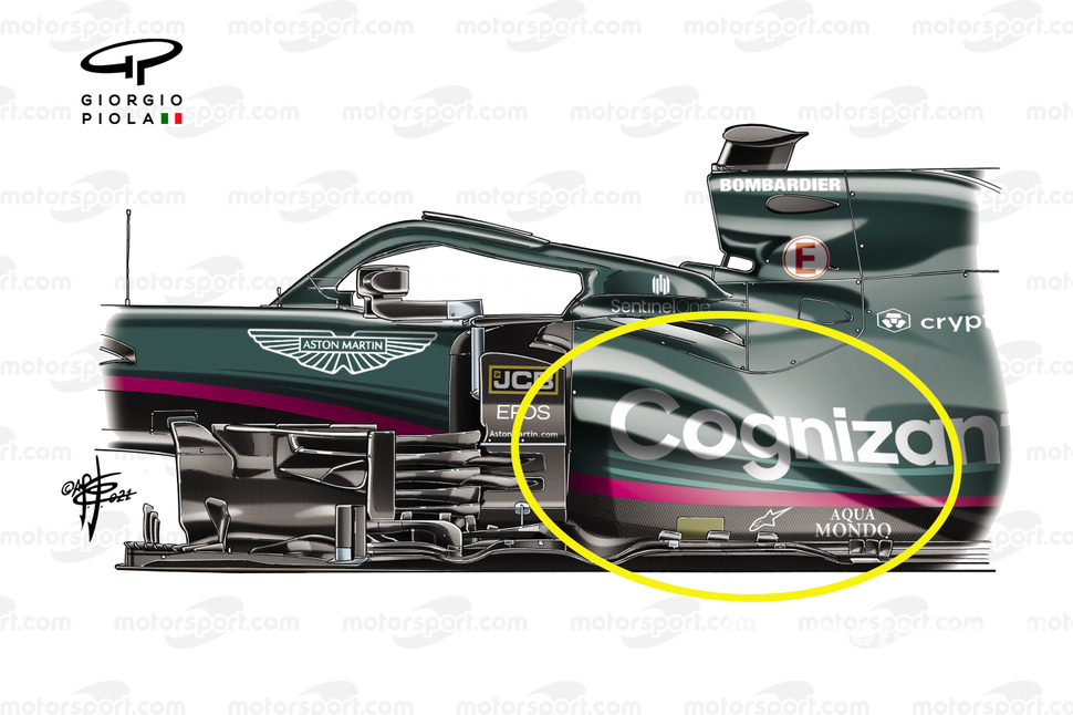 Aston Martin Racing AMR21 barge board GP de Bahreïn