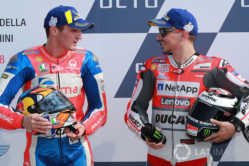 Pole sitter Jorge Lorenzo, Ducati Team, deuxième place Jack Miller, Pramac Racing