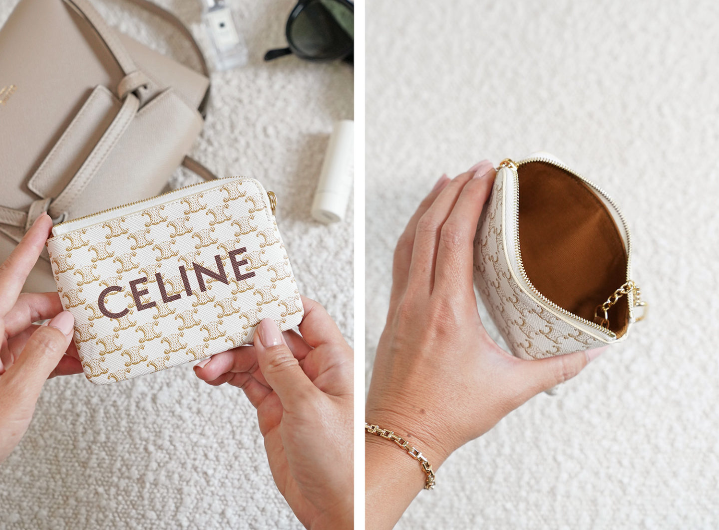 Porte-cartes Celine Coin Triomphe Blanc