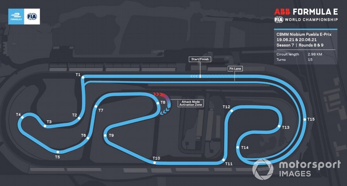 Carte du circuit de Formule E de Puebla
