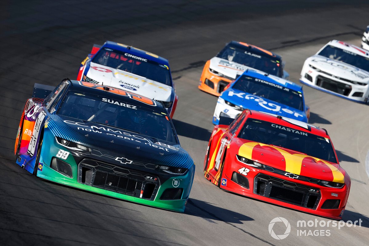 Daniel Suarez, TrackHouse Racing, Chevrolet Camaro CommScope, Ross Chastain, Chip Ganassi Racing, Chevrolet Camaro McDonald's