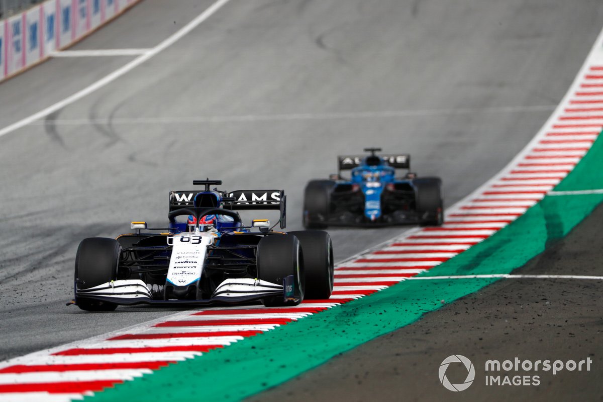 George Russell, Williams FW43B, Fernando Alonso, Alpine A521