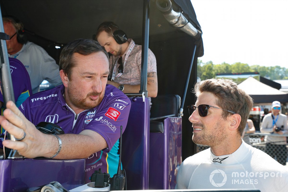 Romain Grosjean avec son ingénieur de course, Olivier Boisson. 