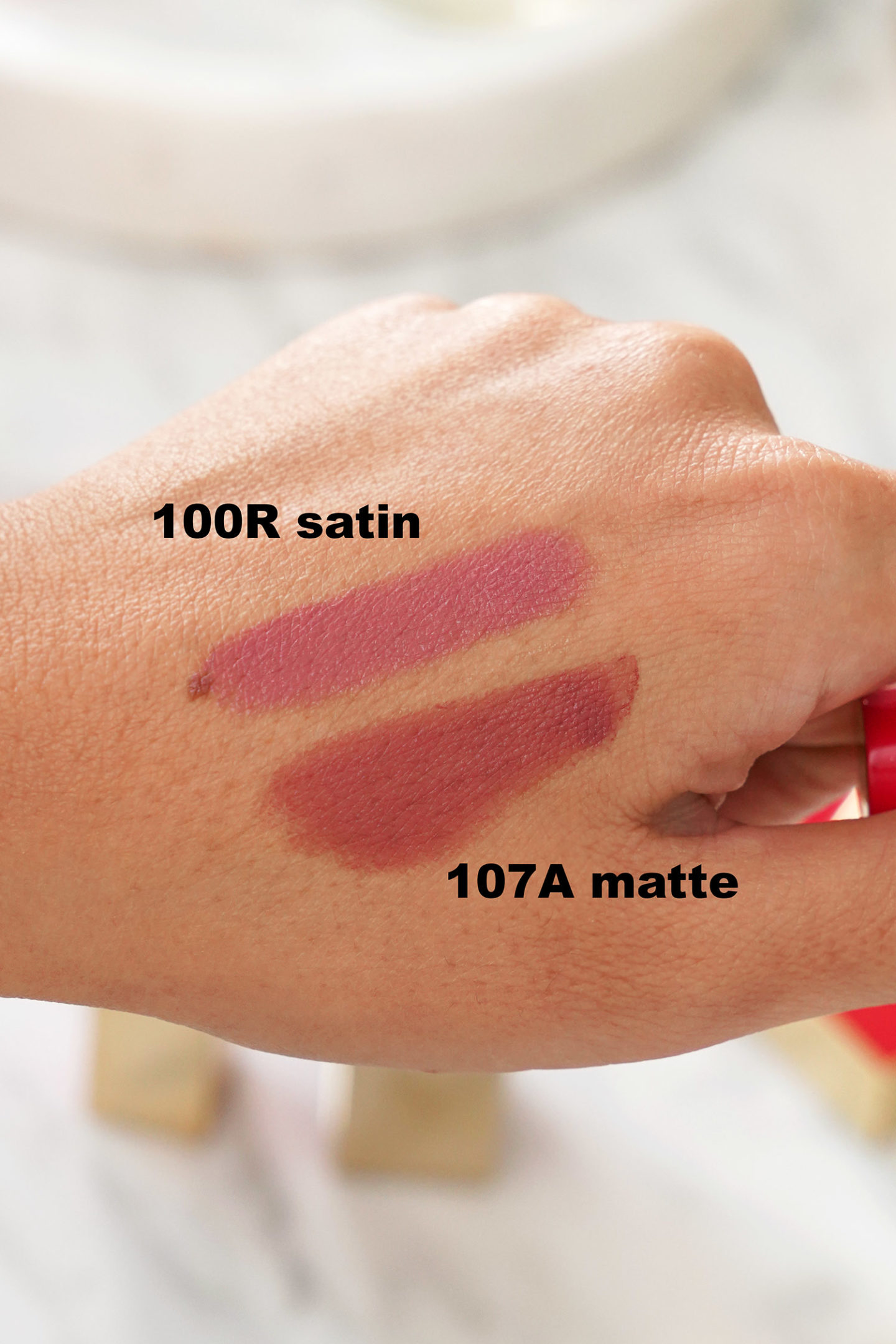 Nuancier Valentino Rosso Rouge à lèvres Valentino 107A et 100R