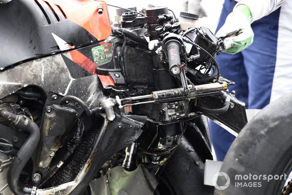 Vélo de Lorenzo Savadori, Aprilia Racing Team Gresini après son accident