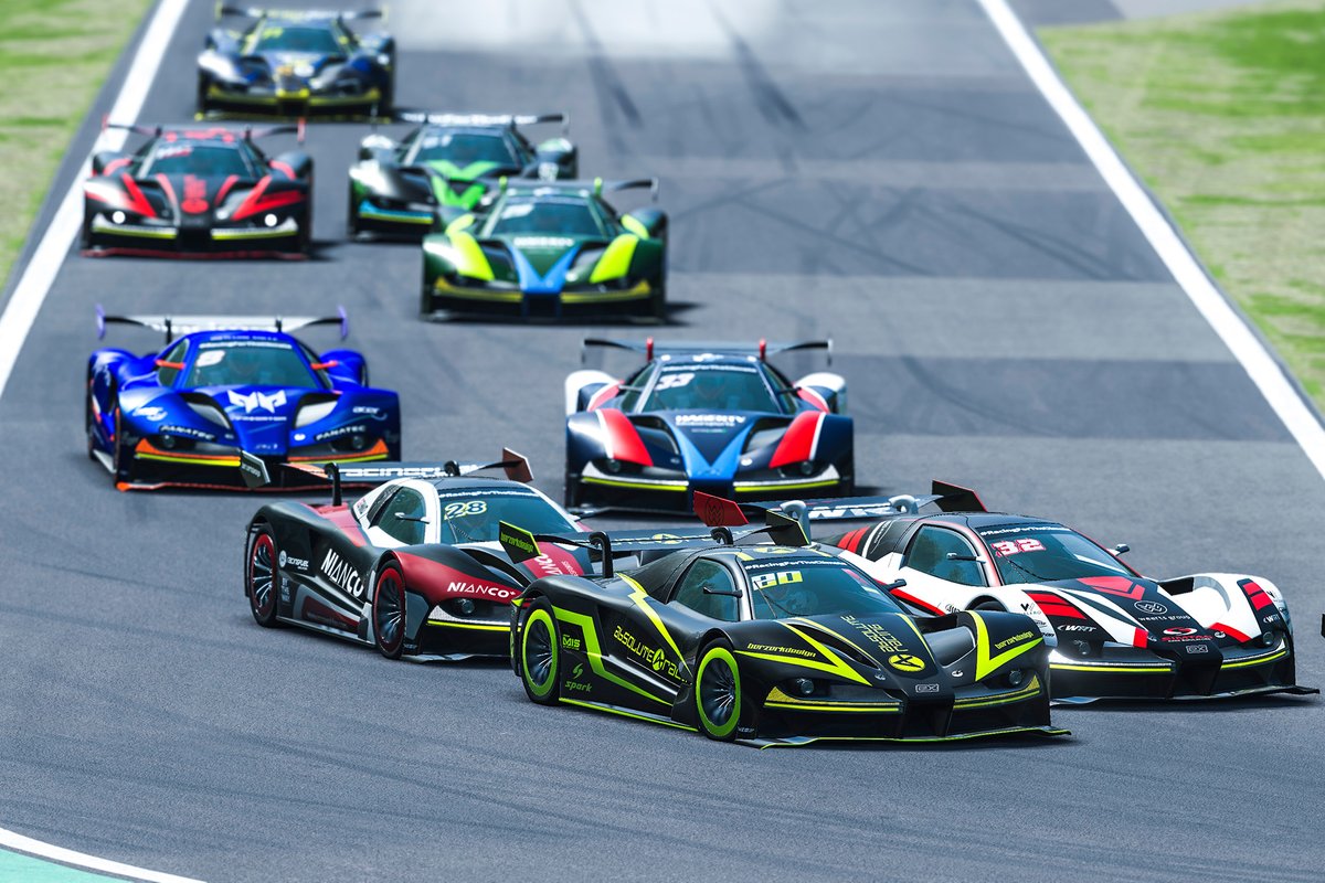 #20, Yifey Ye, Absolute Racing (pro), #32, Dries Vanthoor, Esports Team WRT (pro), #28, Thomas Schmid, NIANCO esports (esports