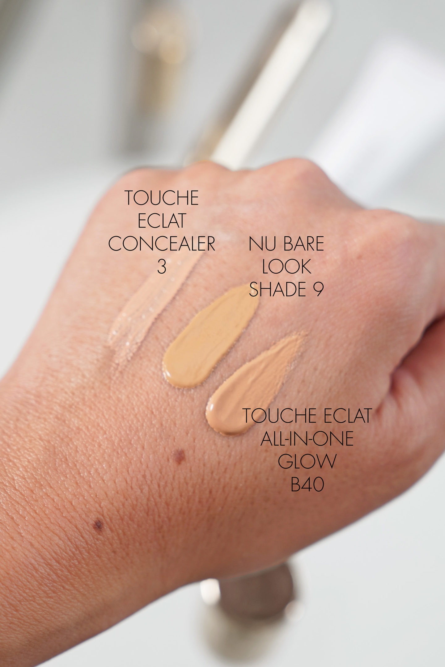 YSL Touche Eclat Concealer 3, NU Bare Look Tint 9, Nuancier Touche Eclat B40