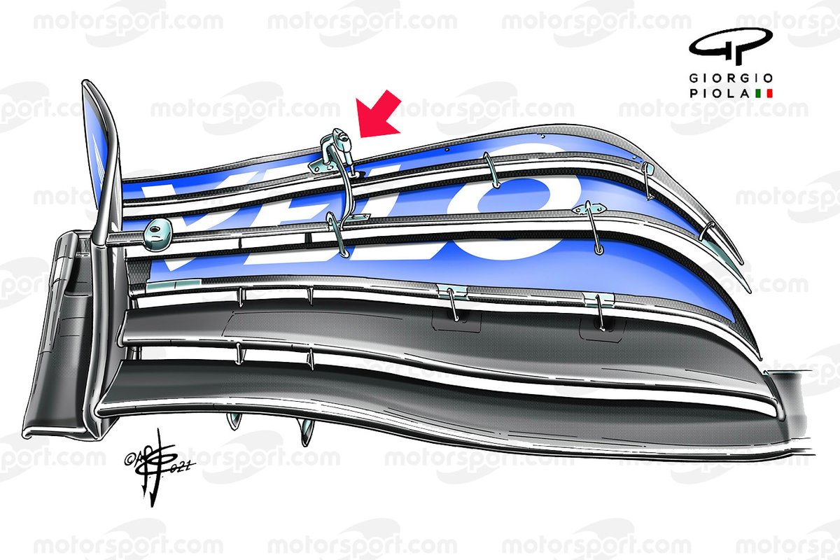 Détail de l'aileron avant de la McLaren MCL35M